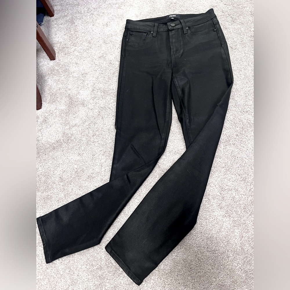 LIKE NEW: Paige Faux Leather Hoxton Ankle. Black Jeans. Size 26